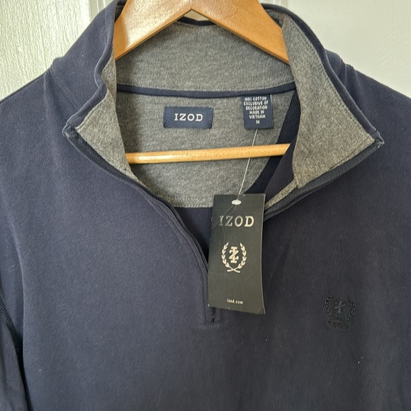 IZOD Men’s Navy and Grey Quarter Zip Long Sleeve Size Medium - Picture 5 of 5
